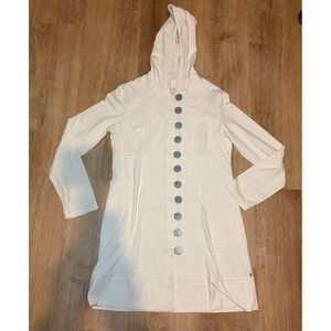 Neon Buddha Small Cream Knit Long Jacket Cotton Size S Big Buttons‎